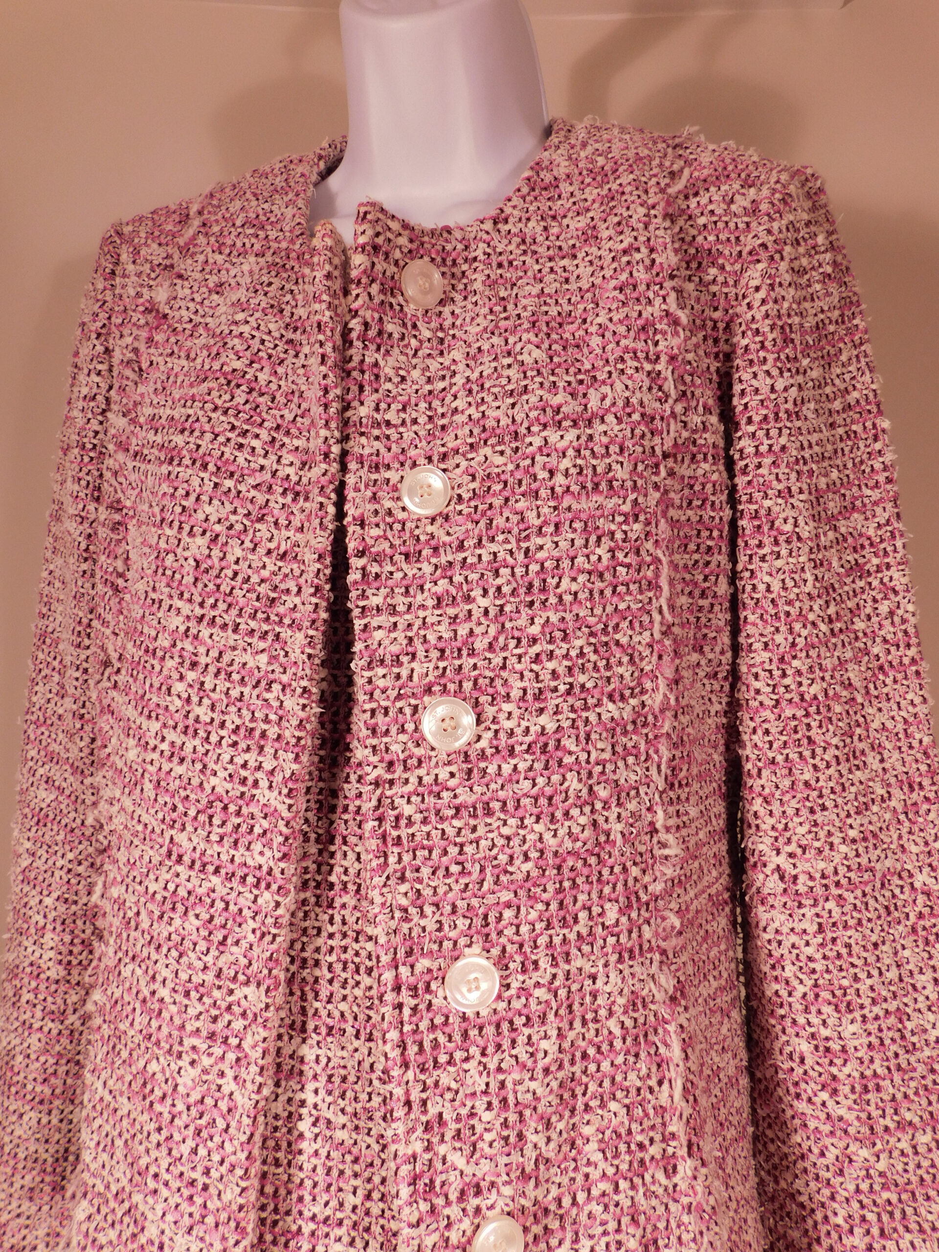 ST JOHN Women's Pink Boucle Sleeveless Dress and Blazer Suit Dress Sz 6 ($3490) - Image 9