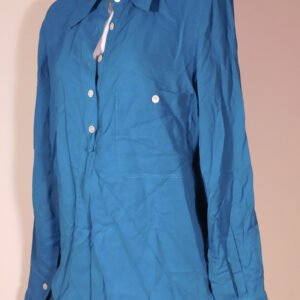 ST JOHN Women's Teal  5 Button Placard V-Neck Blouse Sz XS