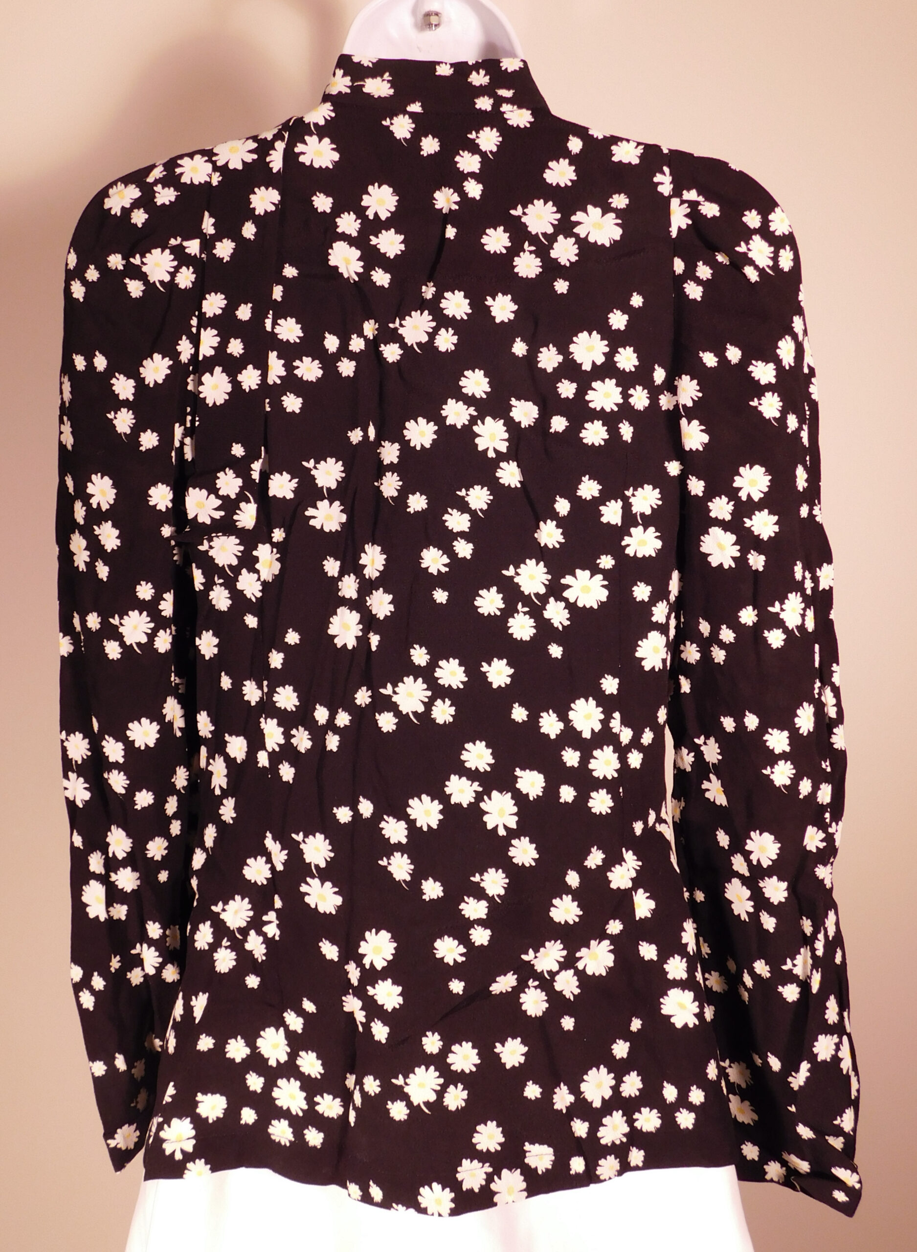 MAJE Women's Black Floral Long Sleeve V-Neck Blouse Sz 1 - Image 5
