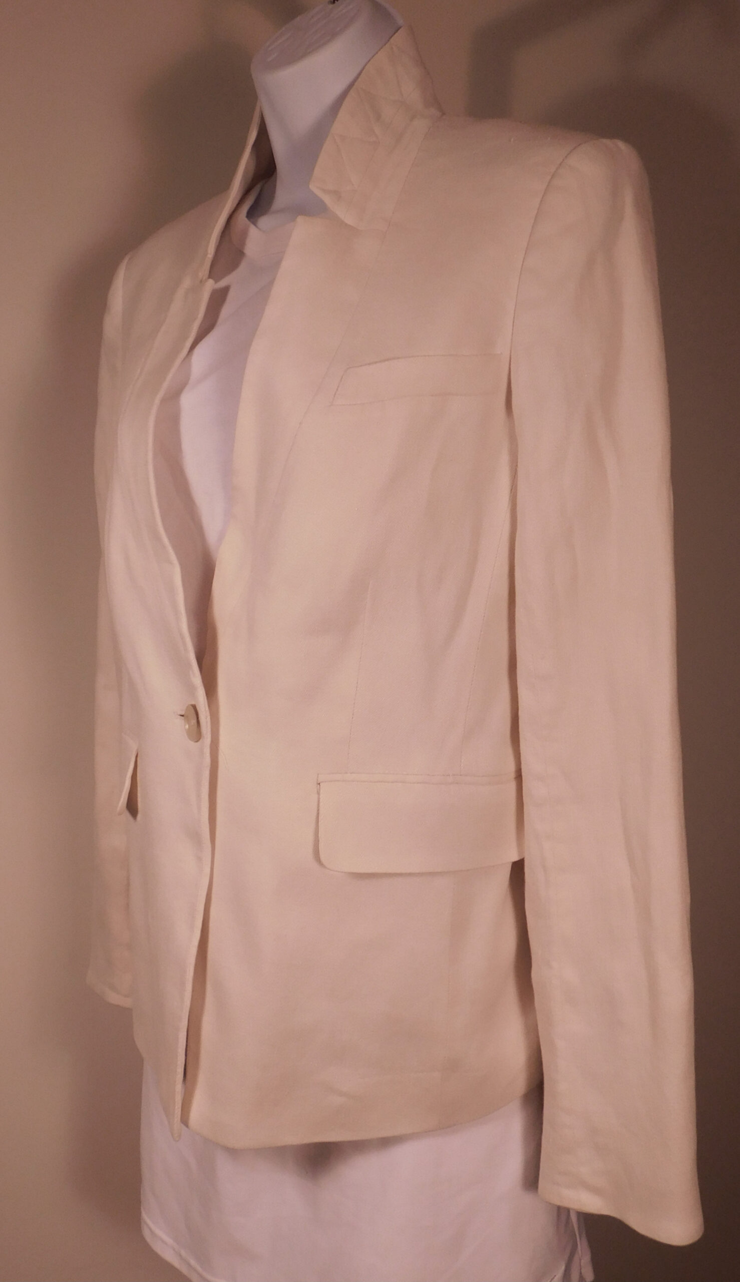VERONICA BEARD Women's Ivory Single Button Cutaway Dickey Linen Blend Jacket Blazer Sz 4 ($695)