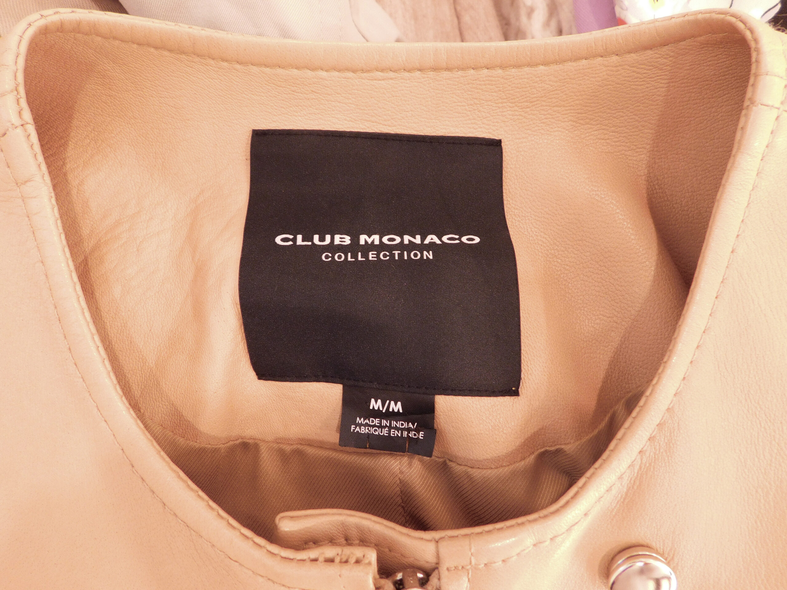 CLUB MONACO Women's Camel Lamb Leather Zip Front Jacket Sz M ($598) - Image 8