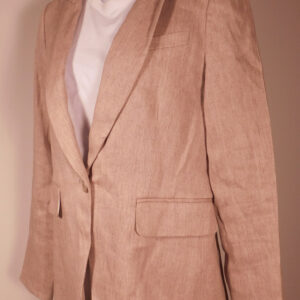 VERONICA BEARD Women's Tan Single Button Cutaway Dickey Notch Collar Linen Blend Jacket Blazer Sz 4 ($695)