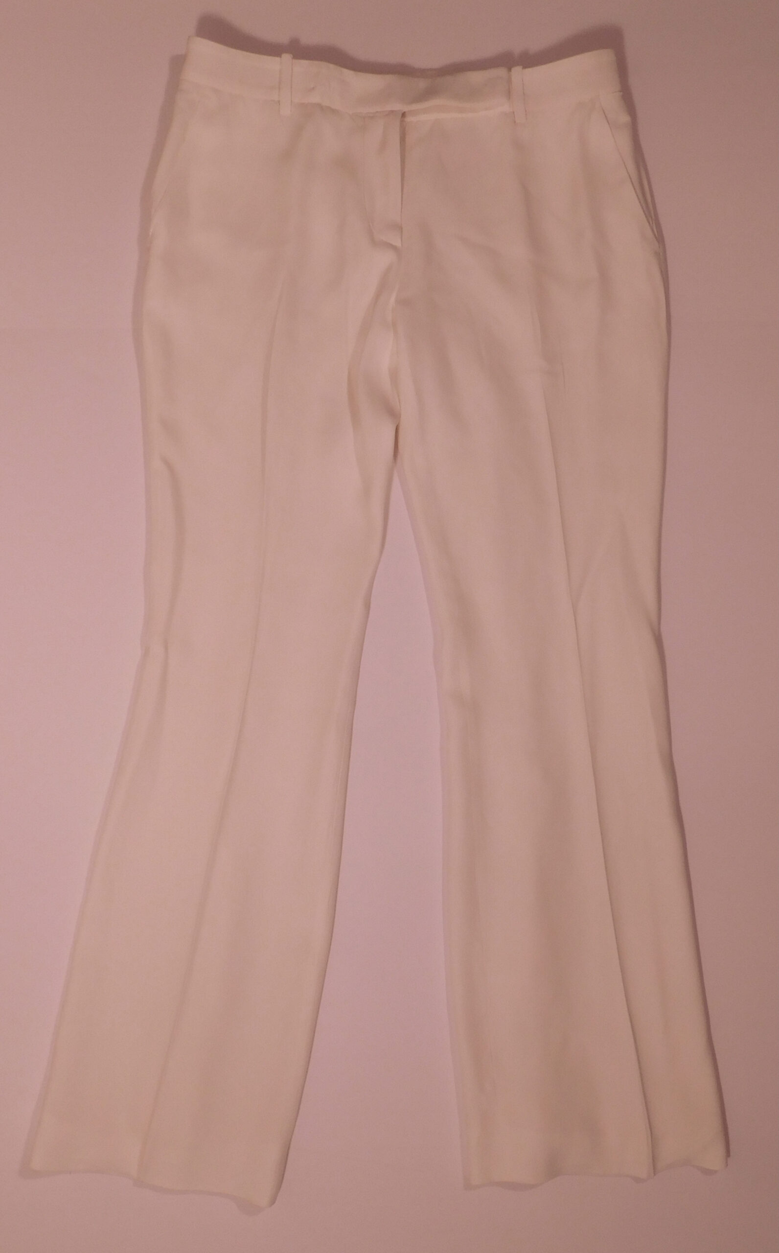 ALEXANDER MCQUEEN Women's White Flat Front Wide Leg Pant Sz 42 ($850) - Image 3