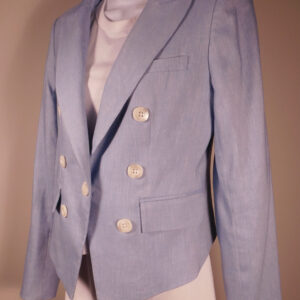 VERONICA BEARD Women's Chambray Blue Linen Blend Notch Collar Cutaway Dickey Jacket Blazer Sz 4