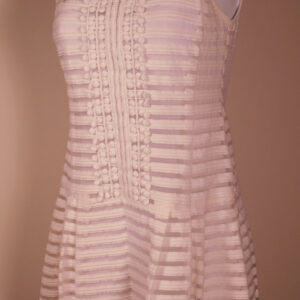 NANETTE LEPORE Women's White Striped Mesh Contrast Sleeveless Drop Waist Dress Sz 0