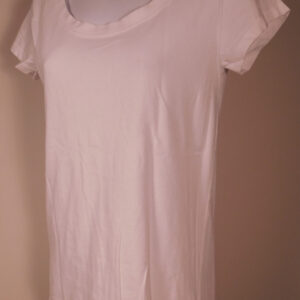 LAUREN JAMES Women's White Cotton Scoop Neck Short Sleeved T-Shirt Blouse Sz M