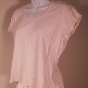 NEIMAN MARCUS Women's Pink Cotton Scoop Neck Short Sleeved T-Shirt Blouse Sz M