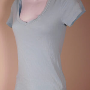 J CREW Women's Blue Cotton V-Neck Short Sleeved Fitted T-Shirt Blouse Sz S