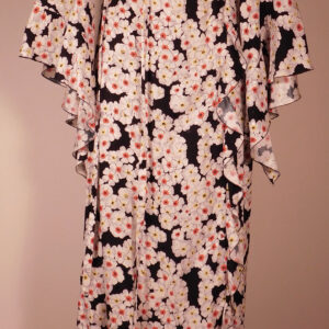 JULIE DE LIBRAN Women's White Multi Fluted-Sleeve Floral-Jacquard Silk Wrap Maxi Dress Sz 6 ($2379)