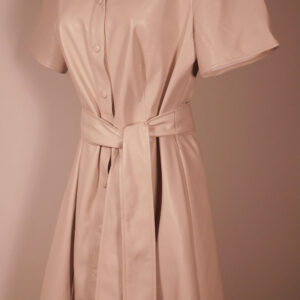 SHOSHANNA Women's Beige Soft Faux Leather Short Sleeve Shift Dress Sz 6