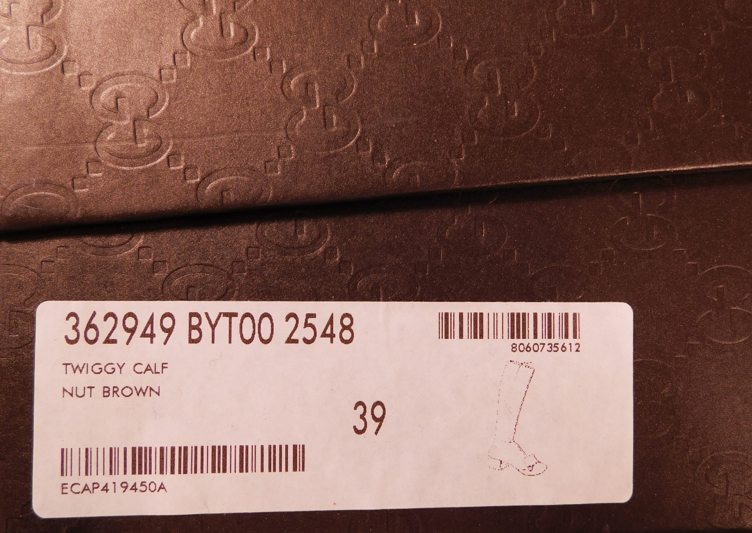 GUCCI Women's Nut Brown Twiggy Calf Side Zip Boot Sz 39 - Image 11