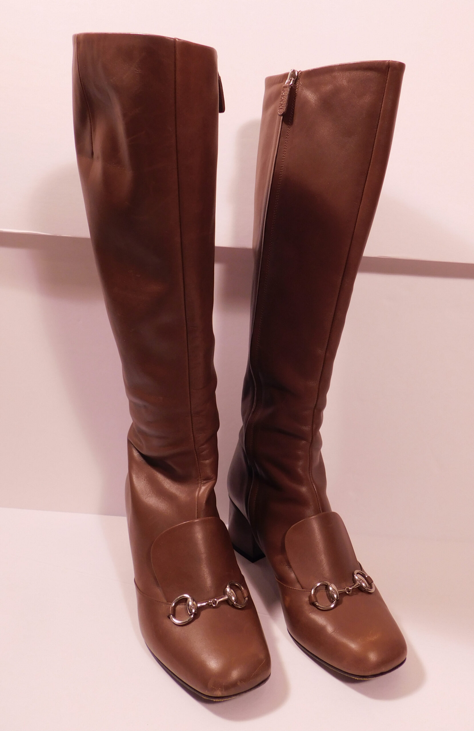 GUCCI Women's Nut Brown Twiggy Calf Side Zip Boot Sz 39 - Image 3