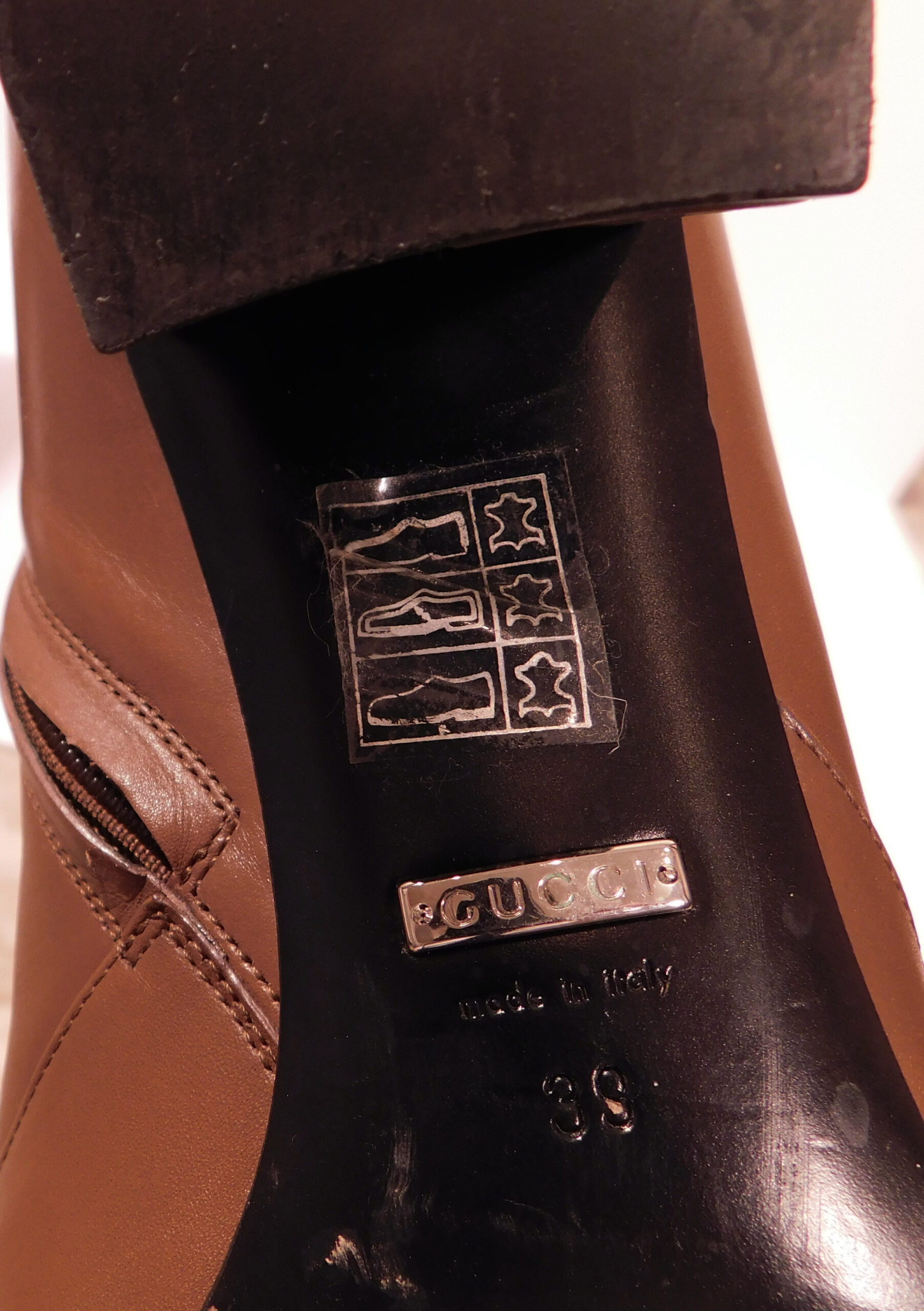 GUCCI Women's Nut Brown Twiggy Calf Side Zip Boot Sz 39 - Image 10