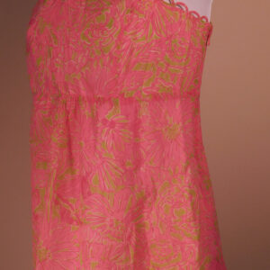 LILLY PULITZER Women's Pink Green Print Strapless Silk Blouse Sz 2