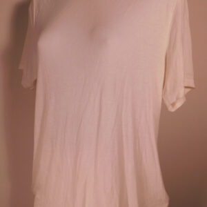 FAHERTY BRAND Women's White Ribbed Scoop Neck Short Sleeved T-Shirt Blouse Sz L