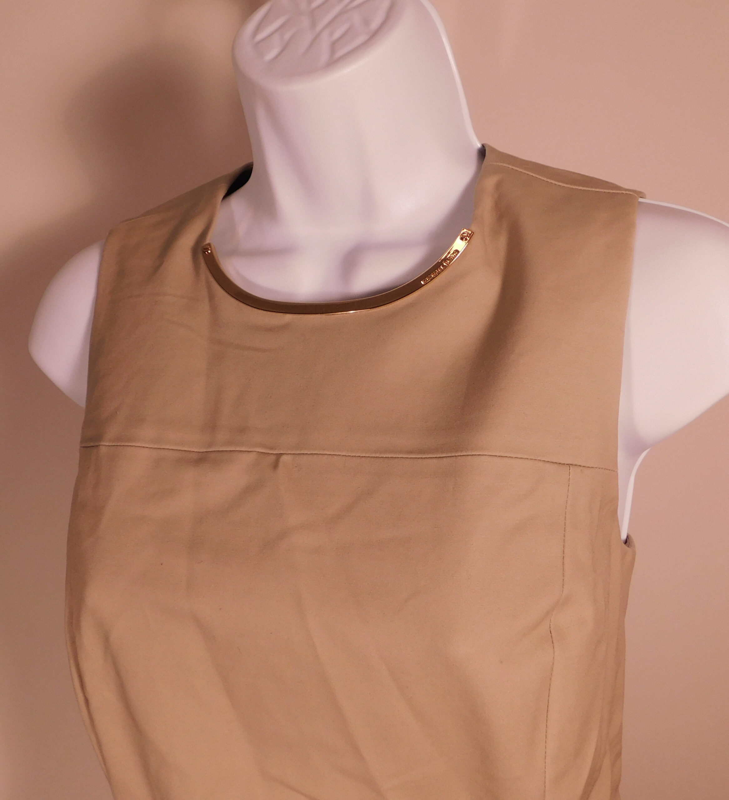 MICHAEL MICHAEL KORS Women's Tan Cotton Scoop Neck Sleeveless Sheath Dress Sz 6 - Image 2