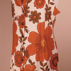 HER PONY THE BRAND NWT Women's Brown White Floral Print Sleeveless Here Comes The Sun Mini Dress Sz 12
