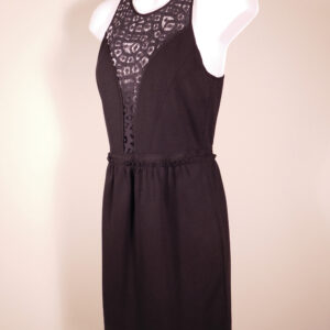 REBECCA TAYLOR Women's Black W Lace Inset Scoop Neck Sleeveless Dress Sz 0