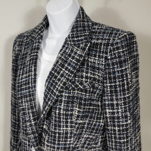 VERONICA BEARD Women's Black Blue White Hosanna Tweed Dickey Blazer Sz 4 ($698)