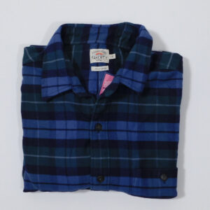 FAHERTY Men's Blue, Green Plaid Long Sleeve Cotton Flannel Button Front Shirt Sz L ($168)