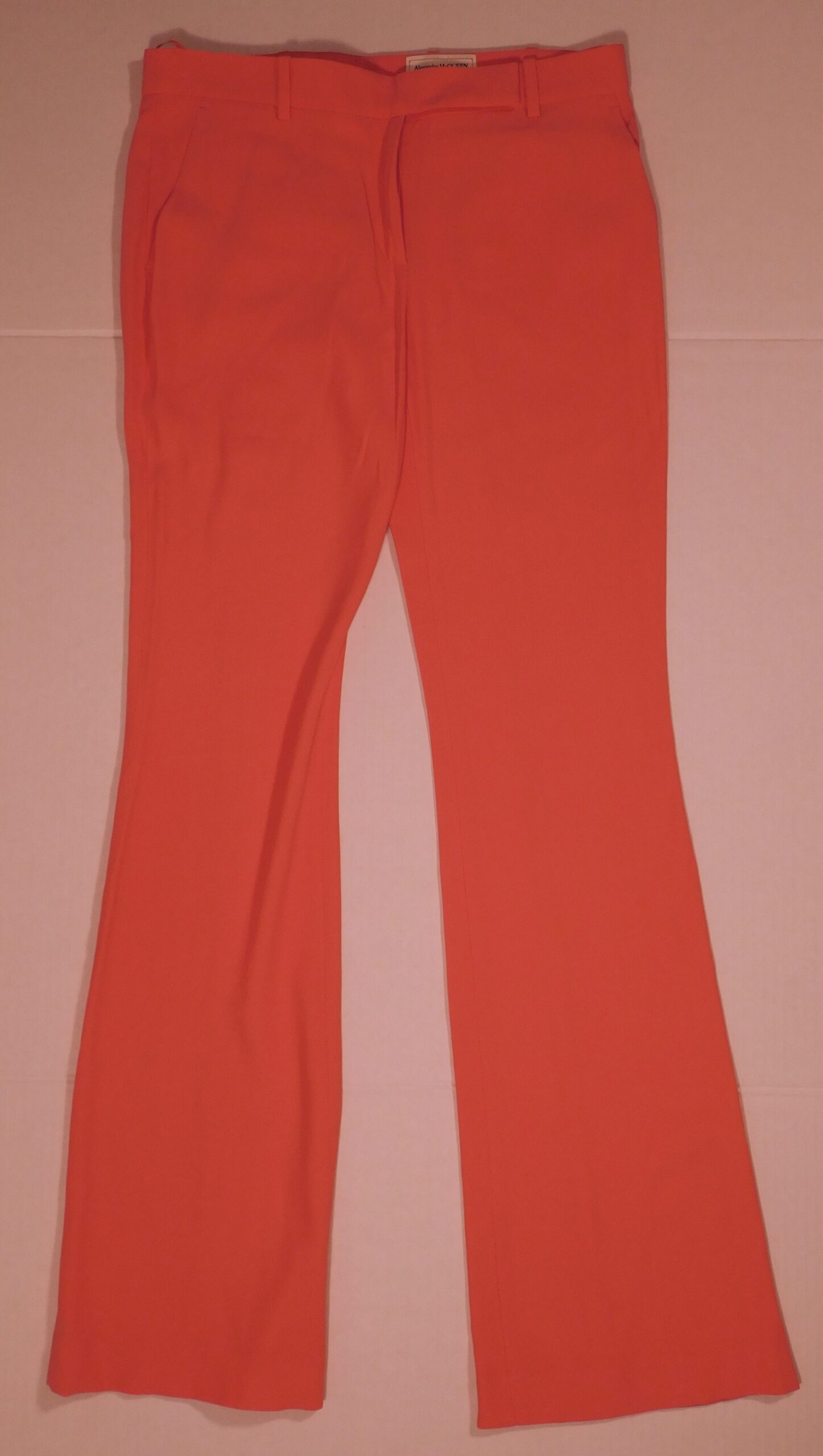 ALEXANDER MCQUEEN Women's Coral Flat Front Wide Leg Pant Sz 42 ($850) - Image 3