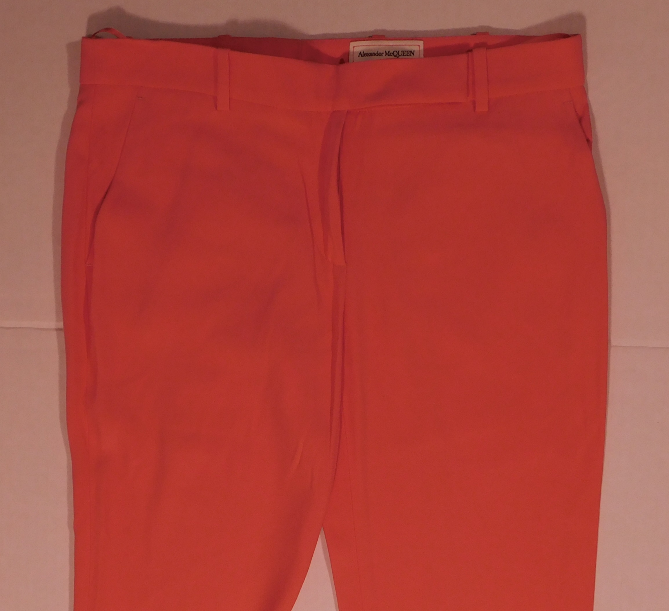 ALEXANDER MCQUEEN Women's Coral Flat Front Wide Leg Pant Sz 42 ($850) - Image 4