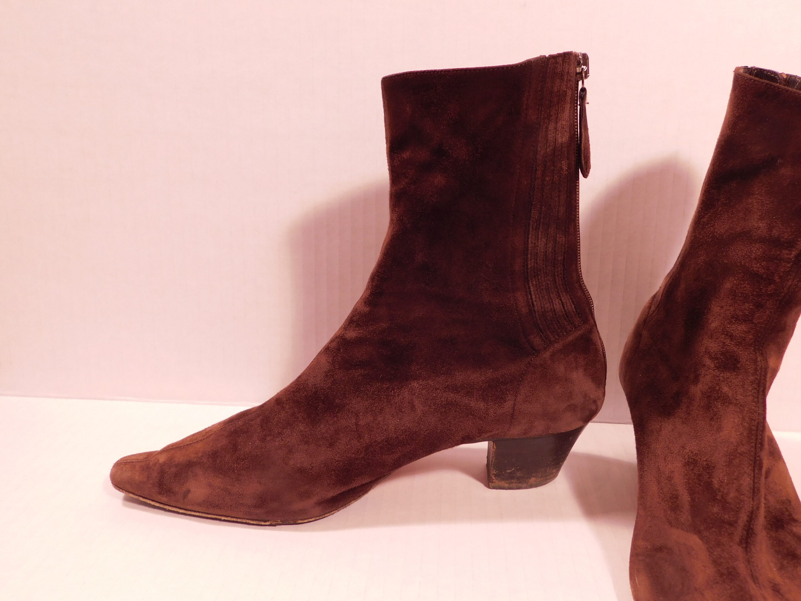 AQUAZZURA Women's Brown Suese Back Zip Block Heel Ankle Boots Sz 38 ($990) - Image 5