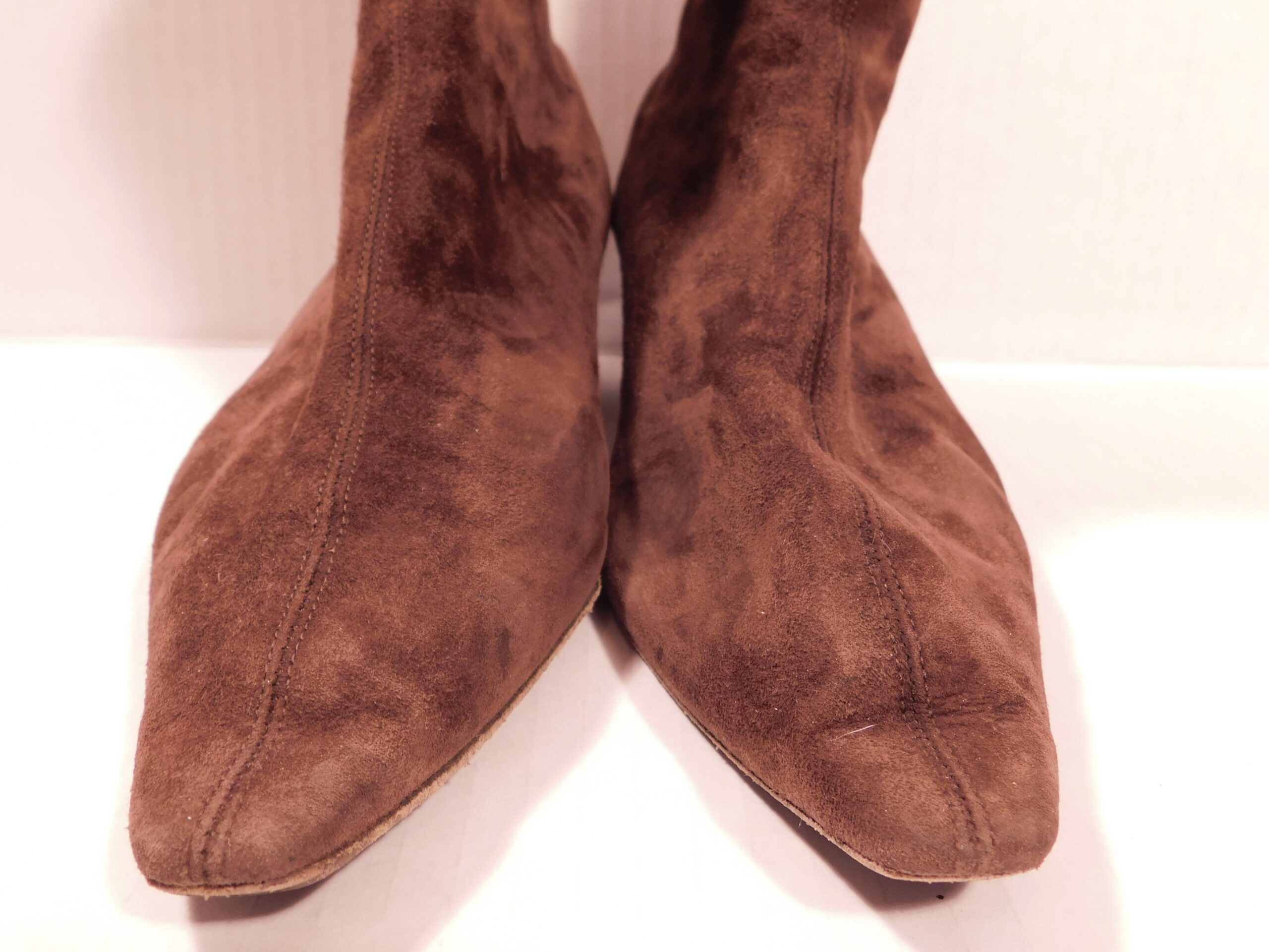AQUAZZURA Women's Brown Suese Back Zip Block Heel Ankle Boots Sz 38 ($990) - Image 9