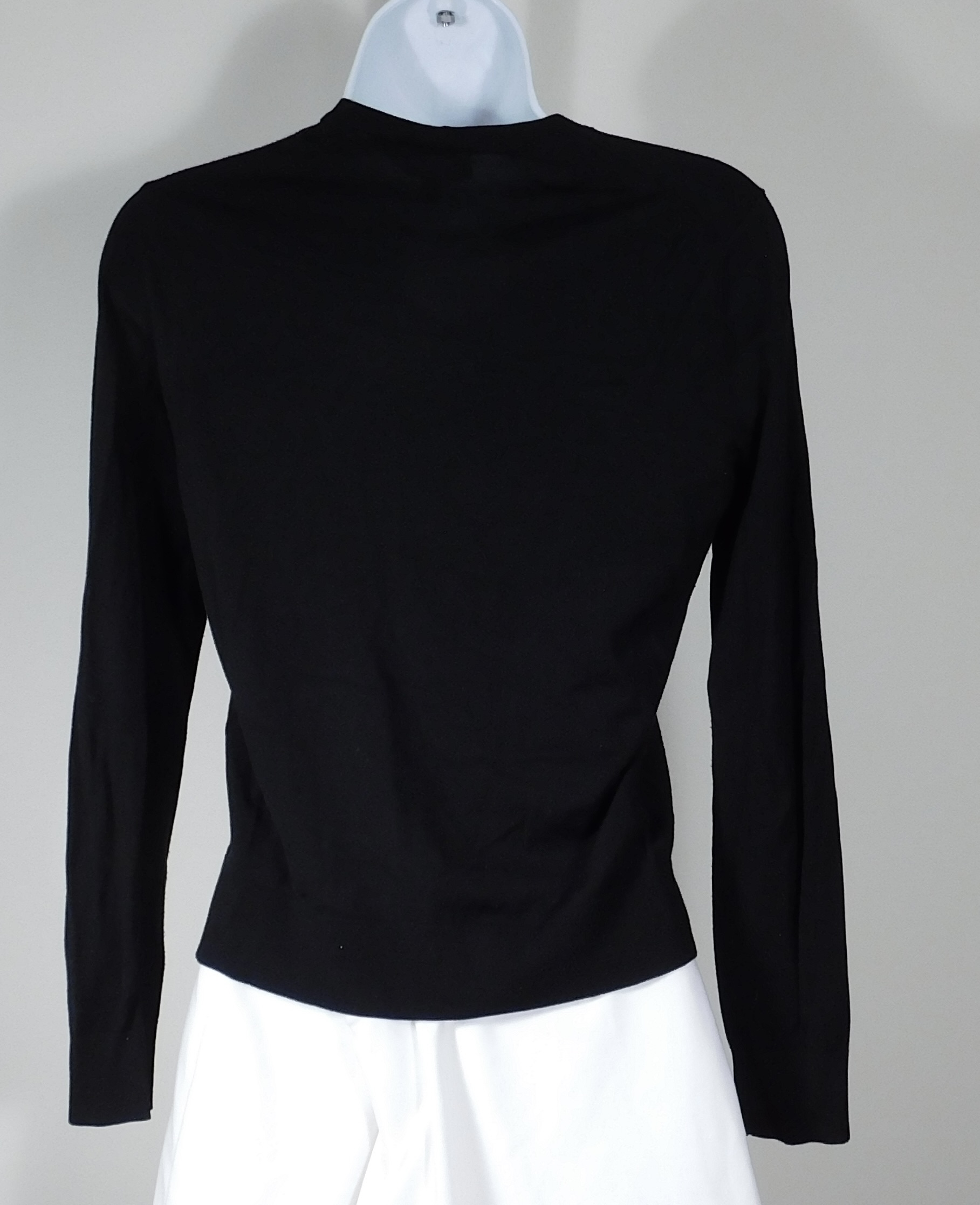 THEORY Women's Black Soft Wool Thin Knit Long Sleeve Crew Neck Sweater Sz S ($200) - Image 4