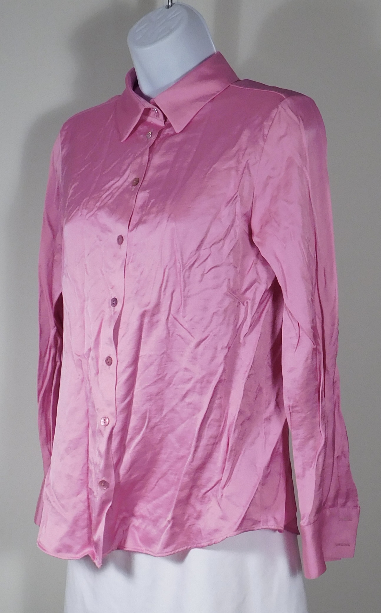BARILOCHE Women's Pink Button Front Long Sleeve Blouse Sz S