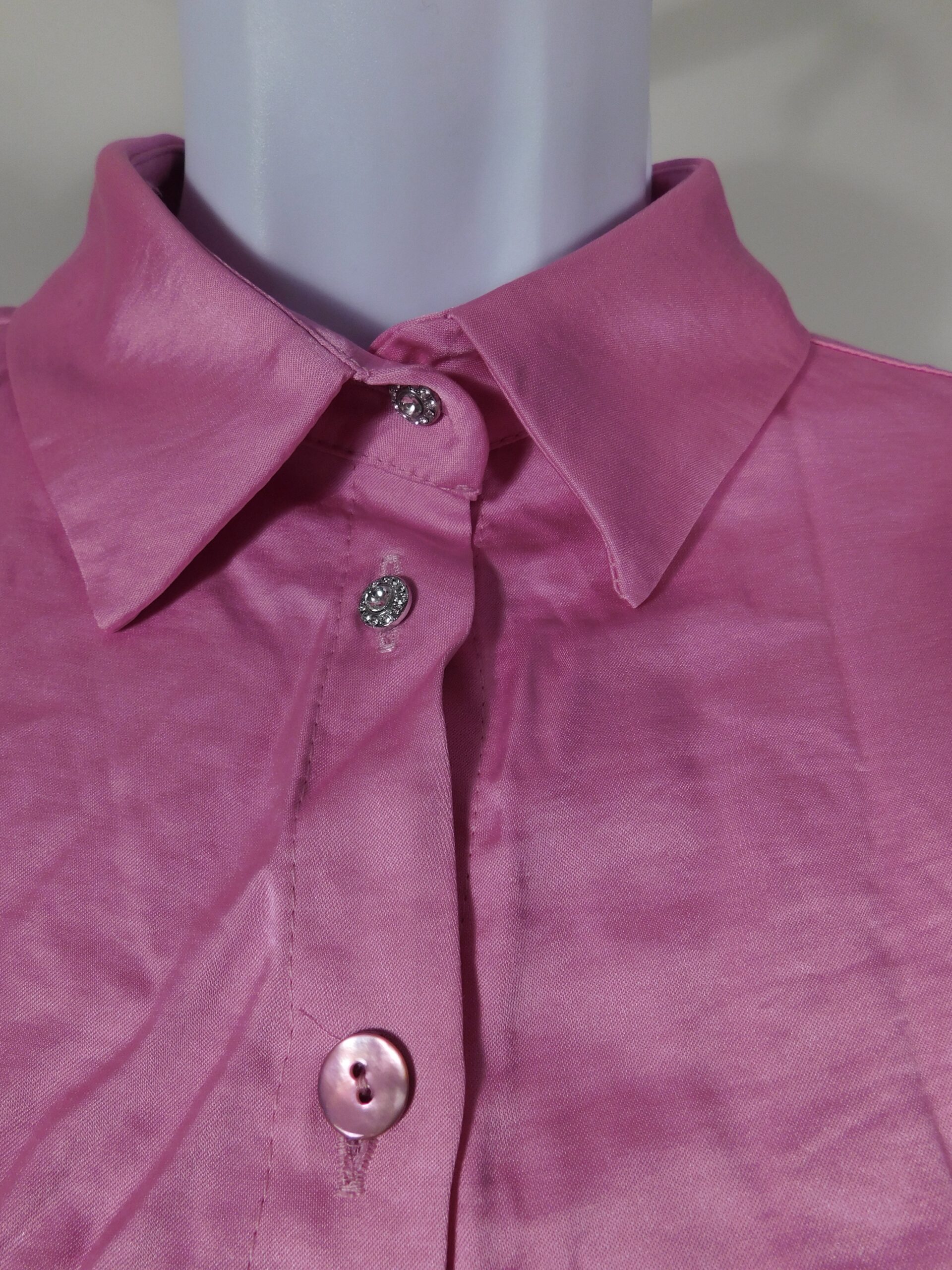 BARILOCHE Women's Pink Button Front Long Sleeve Blouse Sz S - Image 4