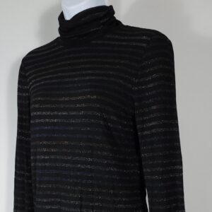 VERONICA BEARD JEANS Women's Black Metallic Striped Long Sleeved Turtleneck Shirt Sz S ($115)