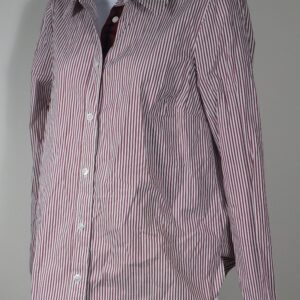 VERONICA BEARD Women's Red White Striped Button Front Cotton Stretch Long Sleeved Shirt Sz 6