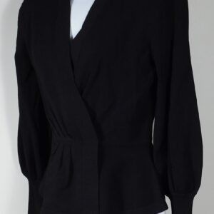 VERONICA BEARD Women's Black Faux Wrap V-Neck Long Sleeve Peplum Knit Blouse Sz S ($298)