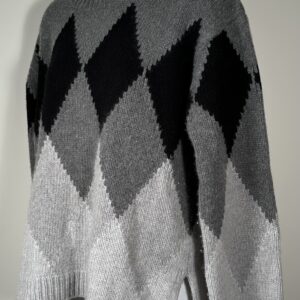 NAKED CASHMERE Women's Gray Ena Argyle Crewneck Cashmere Sweater Sz S ($495)