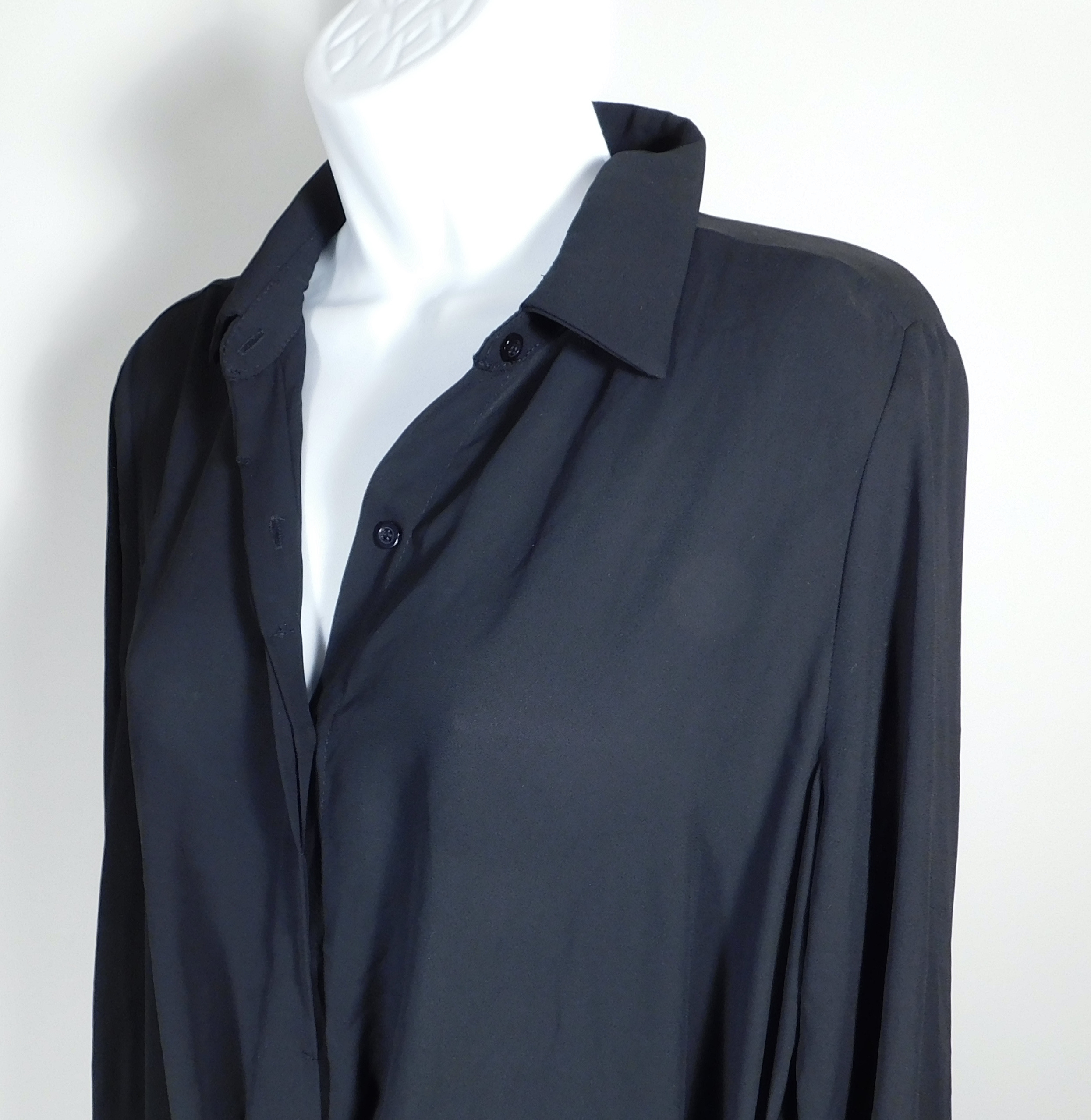 KRISS Women's Black Drape Button Front Mini Shift Dress Sz M ($216) - Image 3