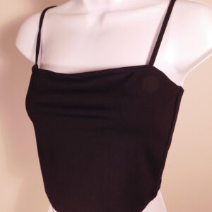 SUSAN MONACO Women's Black Essential Square-Neck Crop Top Shirt Sz L ($58)