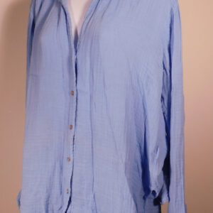 MICHAEL STARS LOS ANGELES Women's Blue Cotton Gauze  Button Front Long Sleeved Shirt Sz M ($168)