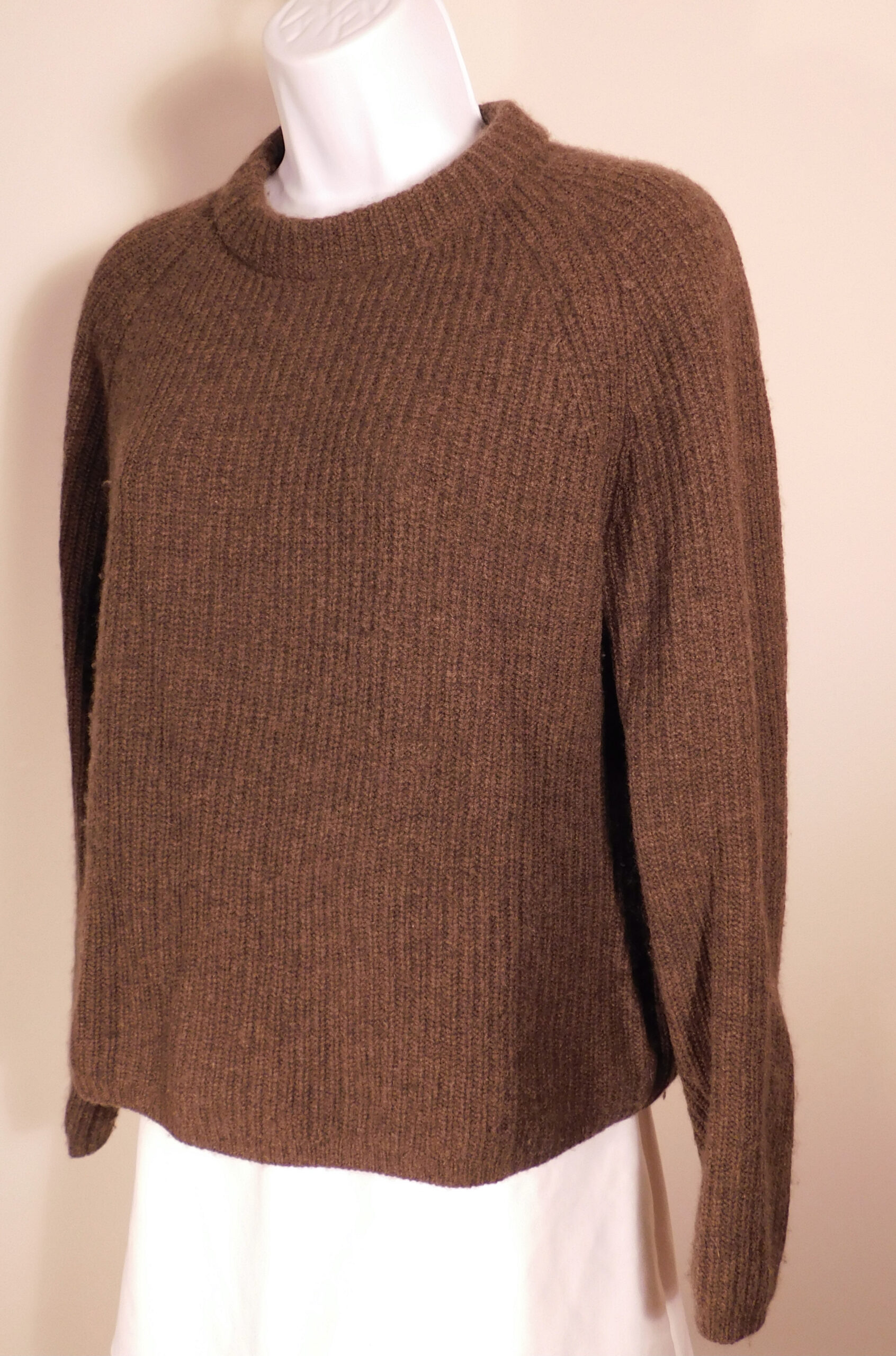 QUINCE Women's Brown Ribbed Cashmere Long Sleeve Crew Neck Sweater Sz S ($99.90)