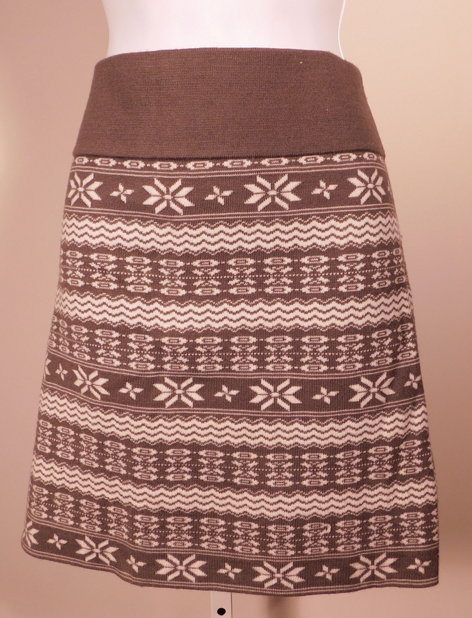 YEST Women's Gray Nordic Wool Blend Knit Pull-On Mini Skirt Sz M