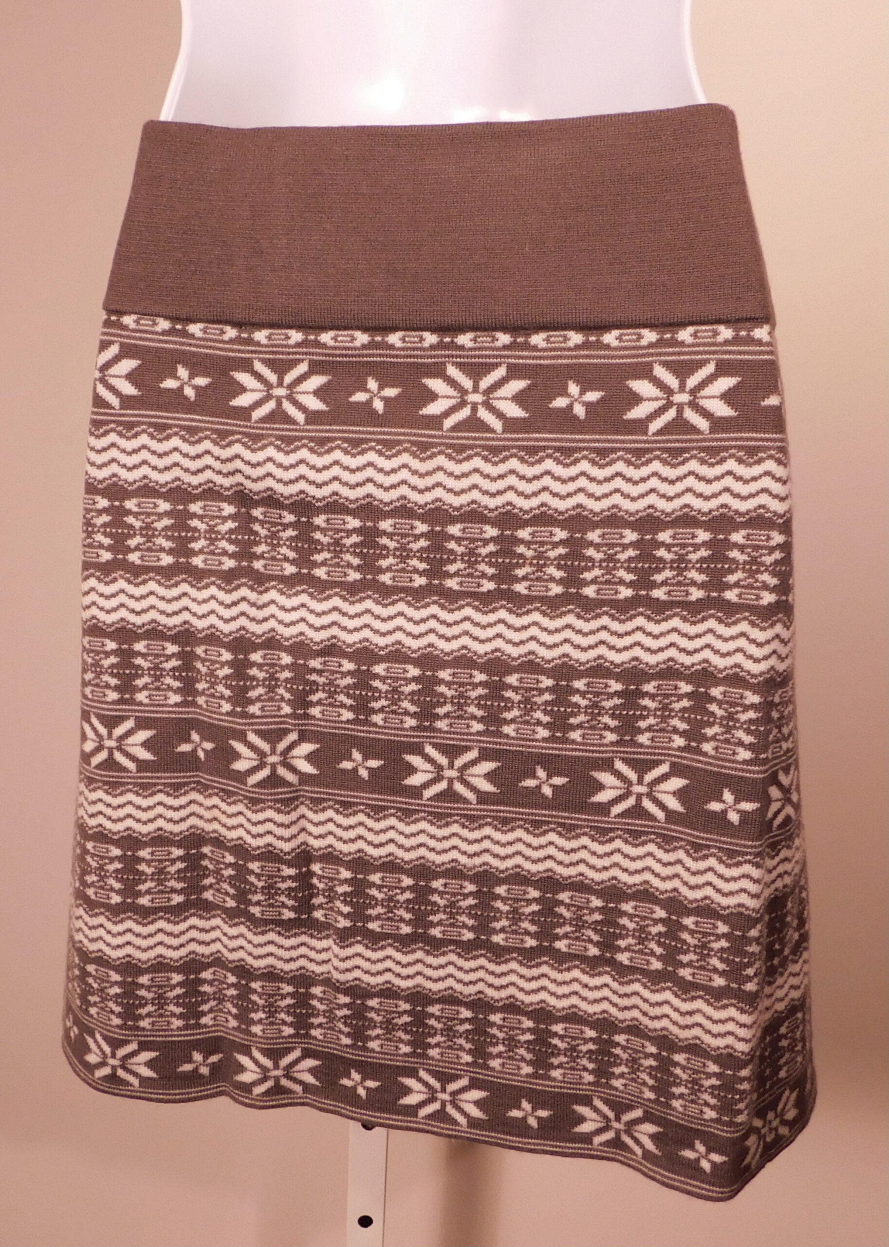 YEST Women's Gray Nordic Wool Blend Knit Pull-On Mini Skirt Sz M - Image 4