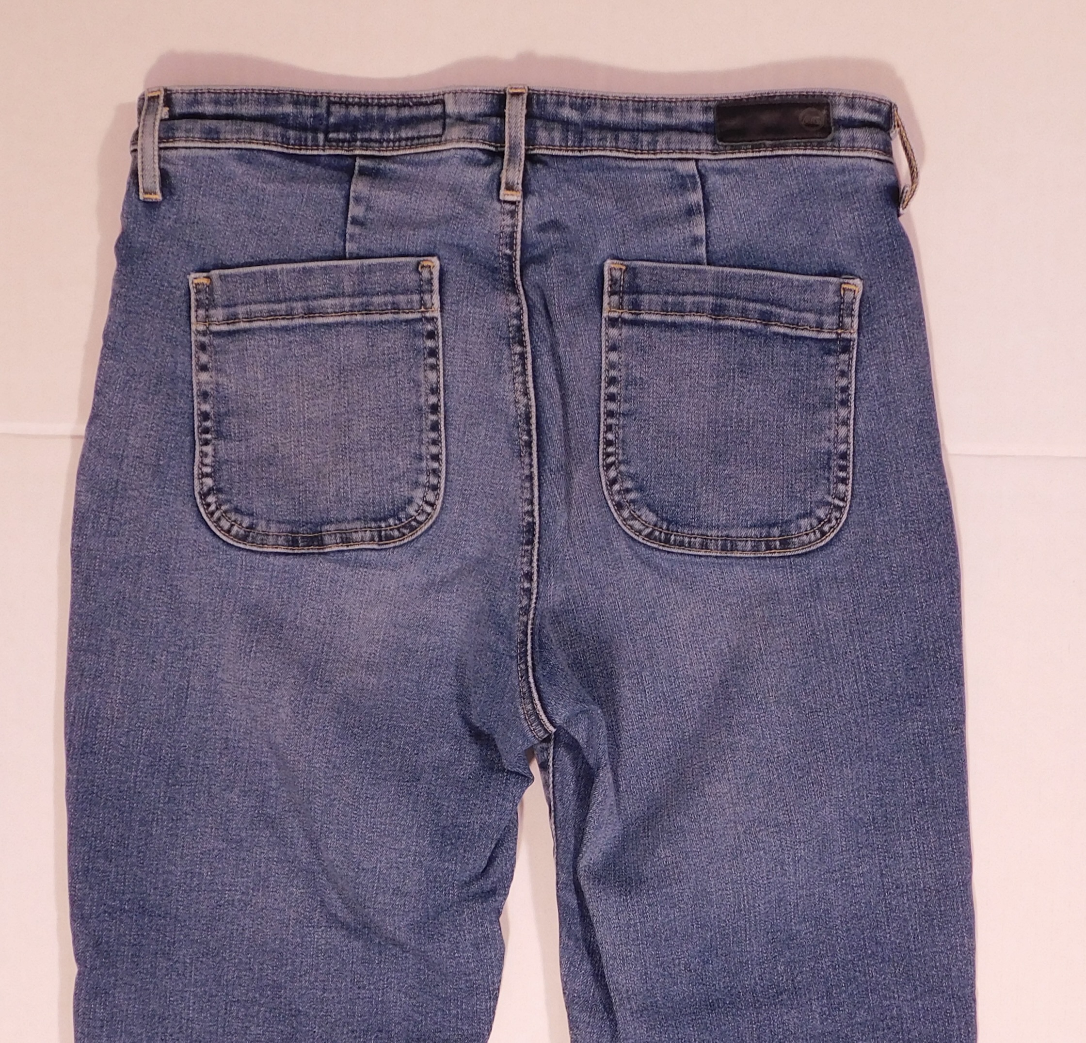 ADRIANO GOLDSCHMIED AG for ANTHROPOLOGIE Women's Medium Wash "PETITE VINTAGE STEVIE ANKLE BUTTON UP" Straight Ankle Jean Sz 29p - Image 6