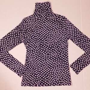 J CREW NWT Women's Blue Floral Long Sleeved Matte Jersey Turtleneck Shirt Sz S