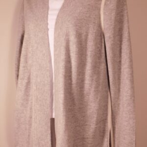 REPEAT CASHMERE Women's Gray Ivory Trim Cashmere Cardigan Sweater Sz 34 XXS ($389)