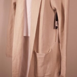KORYE NWT Women's Beige Open Front Hooded Long Cardigan Sz M