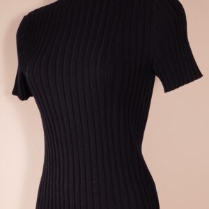 AKRIS PUNTO Women's Navy Blue Mock-Neck Short-Sleeve Reverse Rib Knit Sweater Sz 6 ($625)