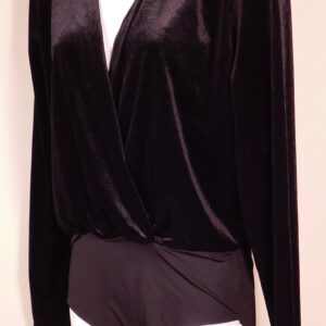 ZARA ACCESSORIES Women's Black Velvet V-Neck Bodysuit Blouse Sz M