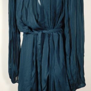 MNG MANGO Women's Teal Green V-Neck Faux Wrap Dress Sz 8