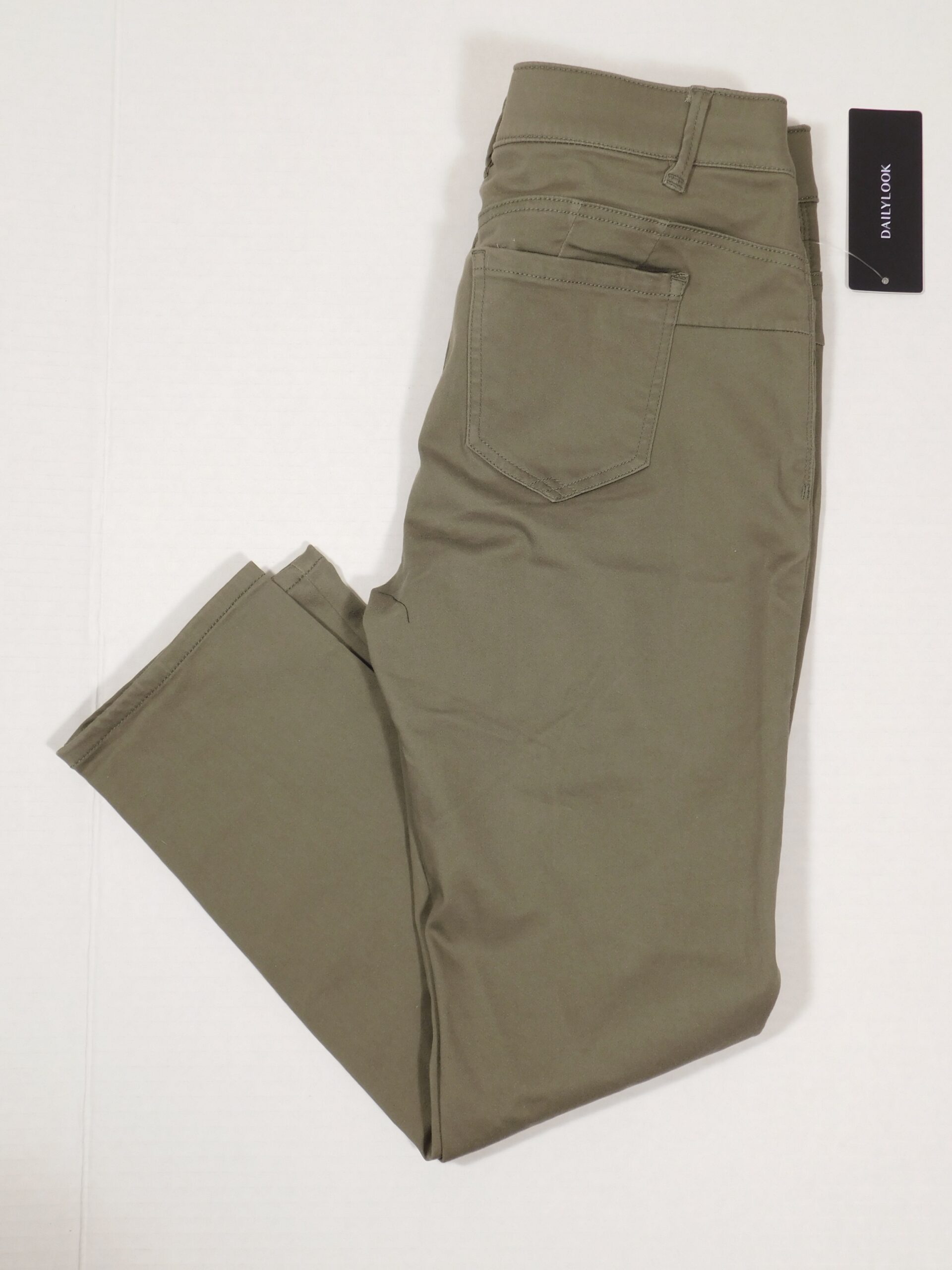 KORYE NWT Women's Army Green 5 Pocket Flat Front Cotton Stretch Straight Leg Pant Sz 4