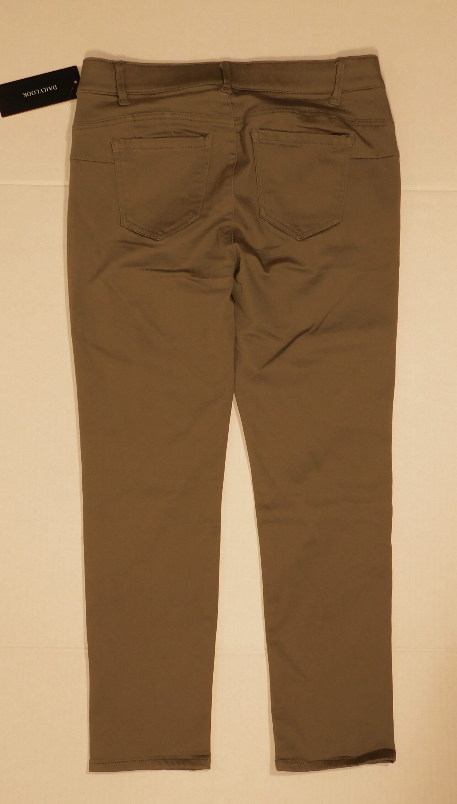 KORYE NWT Women's Army Green 5 Pocket Flat Front Cotton Stretch Straight Leg Pant Sz 4 - Image 5